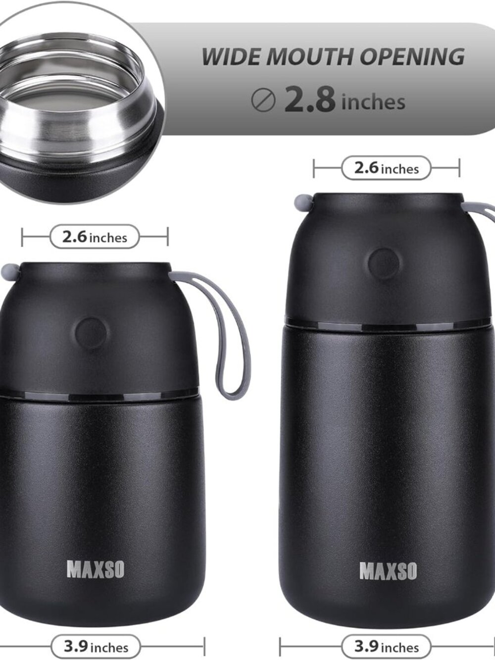 Insulated Thermo Food Jar for Hot & Cold Food for Kids Adult, 17&24 oz Soup Ther - Picture 2 of 6